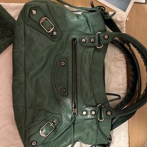 Balenciaga city bag, bottle green color.  Good condition